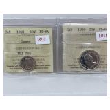 1960 Cdn Silver 10c & 25c- Both Iccs Pl64