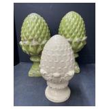 3 Decorative Ceramic Finials
