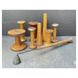 Candle Snuff, Antique Wooden Spools