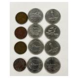 8x 1992 Cdn 25 Cent Provinical Coins + 4 Cdn 1c