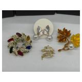 3 Brooches & Pair of Earrings - new
