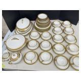 Limoge Dishes with Gold Trim - some chips &