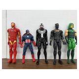 5 Action Figures - Captain America, Venom, Iron