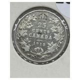 25 Cents Canada 1913.