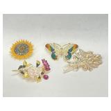 4 Costume Jewelry Brooches