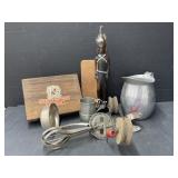 Vintage Kitchen Tools, Pitcher, Wooden Figure,