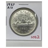 1937 Cdn Silver $1-iccs-au