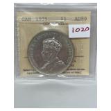1935 Cdn Silver $1-iccs-au55