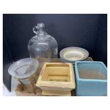 Various Ceramic Planters, Glass Potpourri Bowl,