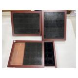 3 X Coin Display Cases-wood/glass
