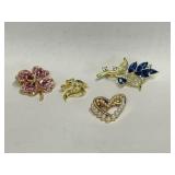4 Costume Jewelry Brooches
