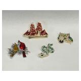 4 Costume Jewelry Brooches