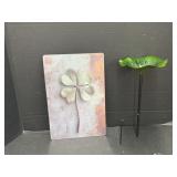 Metal Clover Sign, Small Lily Pad Bird Bath