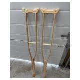 Wooden Adjustable Crutches, 46 ' in photo