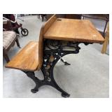 Antique School Desk - Wood on Cast Iron Frame