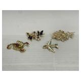 4 Costume Jewelry Brooches