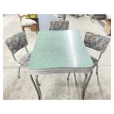 Vintage Arborite Table and 3 Re-upholstered Chairs