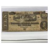 1864 U S A Confederate States Of American $10 Bill