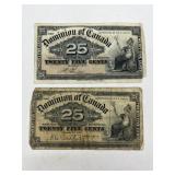 25 Cent Canada Bills 1900 (pair).