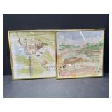 2 Pcs of Japanese Minimalist Art. Framed, 10x10 '
