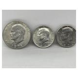 U S A 1971 $1, 1971, 1972 Half Dollars