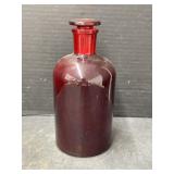 Ruby Red Glass Pyrex Decanter with Stopper, 9 '
