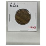 1918 Cdn Large Cent-ms62