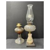 2 Vintage Oil Lamps - 1 without Chimney