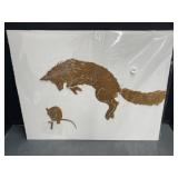 Laser Cut Metal Fox Pouncing on Mouse