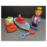 3 Rubber & Plastic Bath Toys c.1960s & Heinz 57