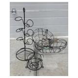 Wine Bottle Rack & Metal Planters