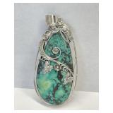 Sterling 925 Silver Large Turquoise Pendant
