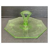 Uranium Glass Plate with Centre Handle