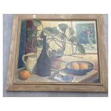 Still Life Painting on Board, Framed