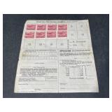 War Savings Certificate Sheet with Eight 25 cent