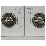 1964, 1965 5 Cents - Unc