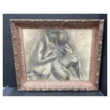 Framed Charcoal Sketch - Signature Lower Right