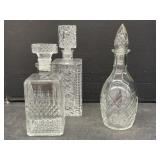 3 Crystal Decanters with Stoppers