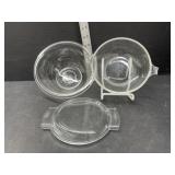 Pyrex - 2 Bowls (One With Lid) And Casserole D