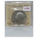 1919 British Silver 1/2 Crown-iccs-ef45
