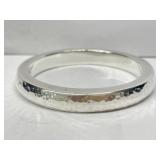 Sterling 925 Silver Hammered Chunky Flat Tube