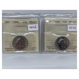 1994,95 Cdn  25 Cent-v-iccs- Both Iccs-ms63