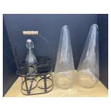 Pair Of Cone Shaped Glass Covers/shades And