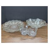 Glass Devilled Egg Plate, Bowl, Creamer & Sugar