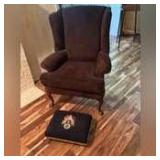 Wing back chair, footstool