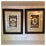 Pair of 25” x 30” black framed pictures