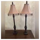 Pair of 33” tall table lamps with pineapple finnels