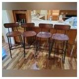 Set of 4 Leather and Iron Bar Chairs