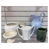 Planters, mug , repaired pitcher