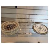 2 English plates, 7 French Limoges plates